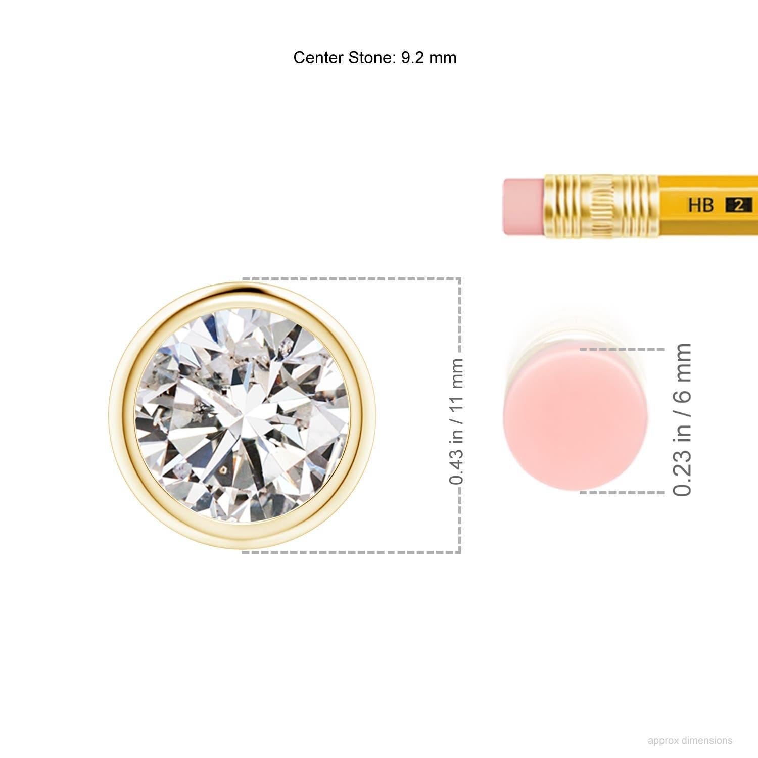 Moderne Pendentif en or jaune 18 carats serti d'un diamant de 3 carats (Color-I-J  Clarté-I1-I2) en vente