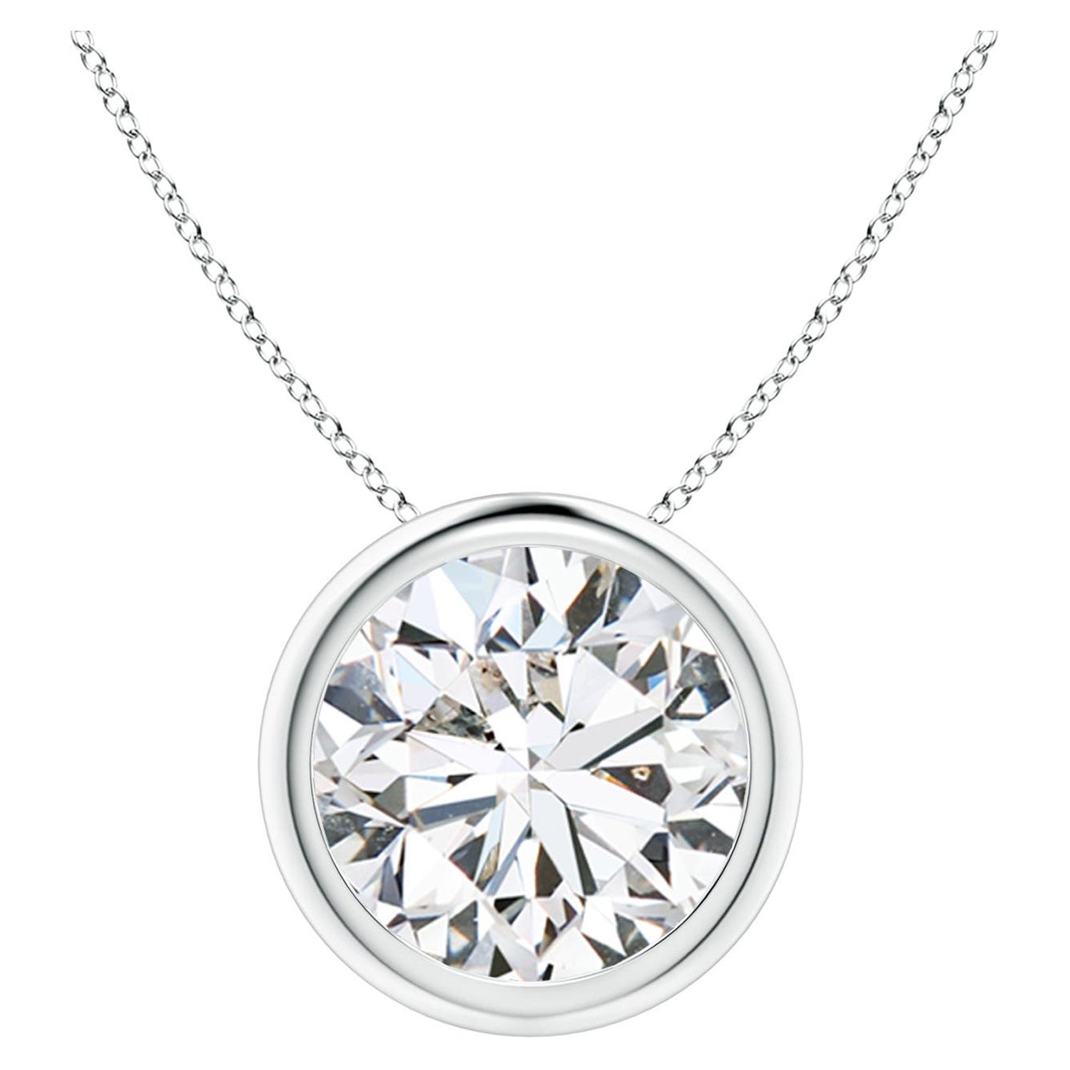 Pendentif solitaire en platine (couleur-H) serti d'un diamant 3 carats  Clarté-SI2)