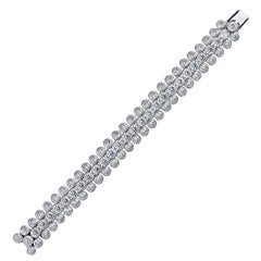 Bezel Set 3-Row Diamond Bracelet with 36.42 Carat of White Round Diamonds