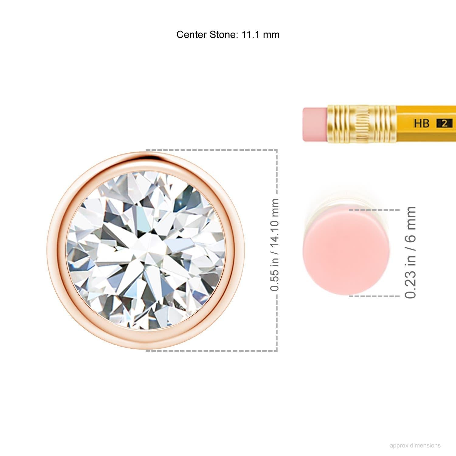 Moderne Pendentif en or rose 14 carats serti d'un chaton et d'un diamant de 4 ct (Color-G  Clarté-VS2) en vente