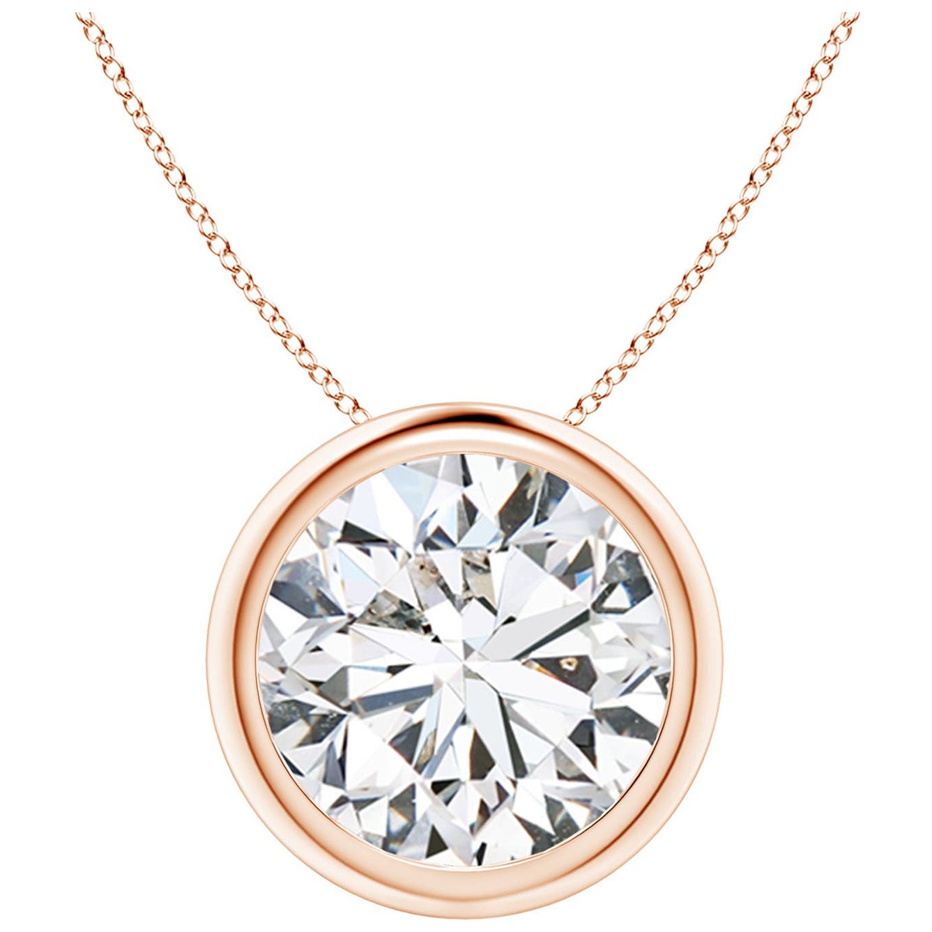 Colgante de diamantes de 4 ct con bisel en oro rosa de 14 quilates (Color-H  Claridad-SI2)