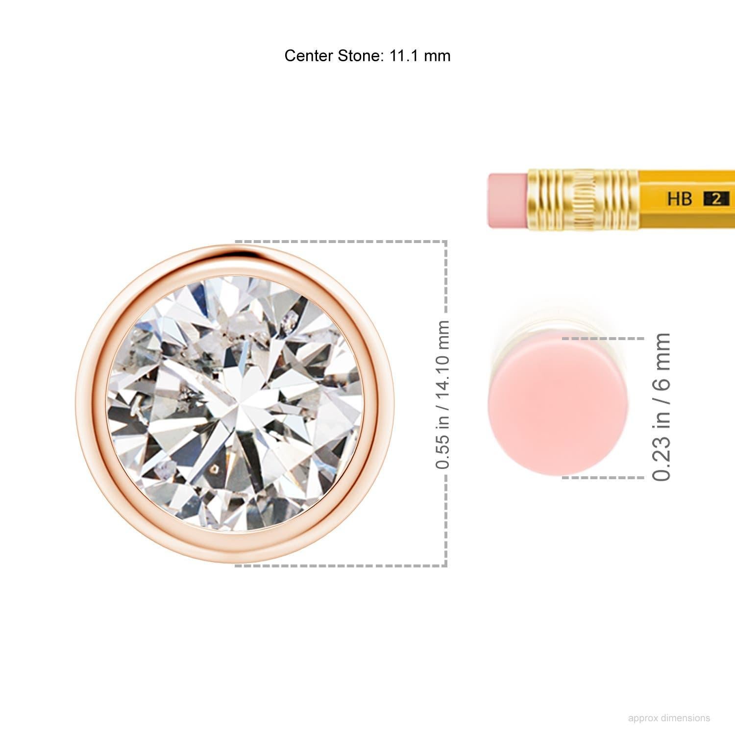 Moderne Pendentif en or rose 14 carats serti d'un diamant 4 carats (Color-I-J  Clarté-I1-I2) en vente