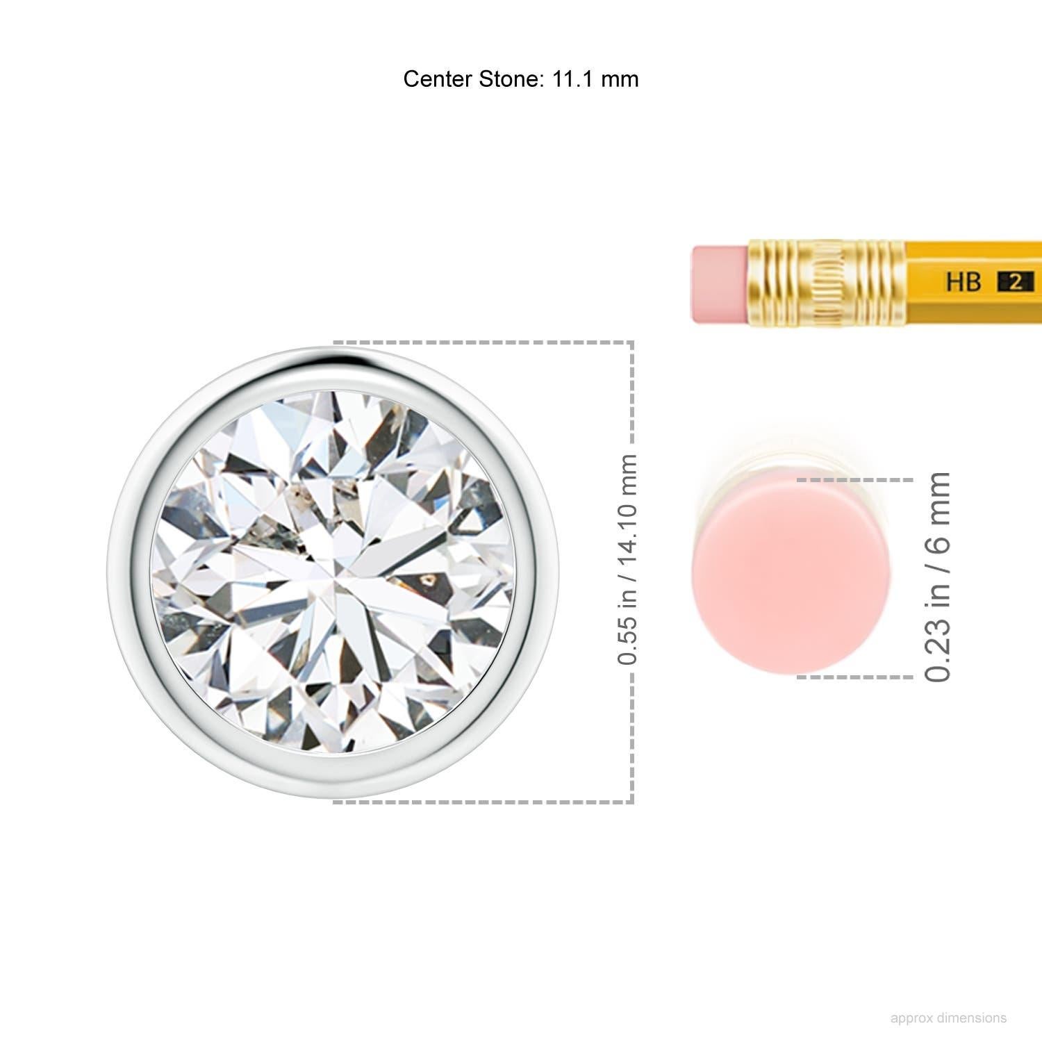 Moderno Ciondolo con diamante da 4 carati incastonato a castone in oro bianco 14K (H. H.)  Chiarezza-SI2) in vendita