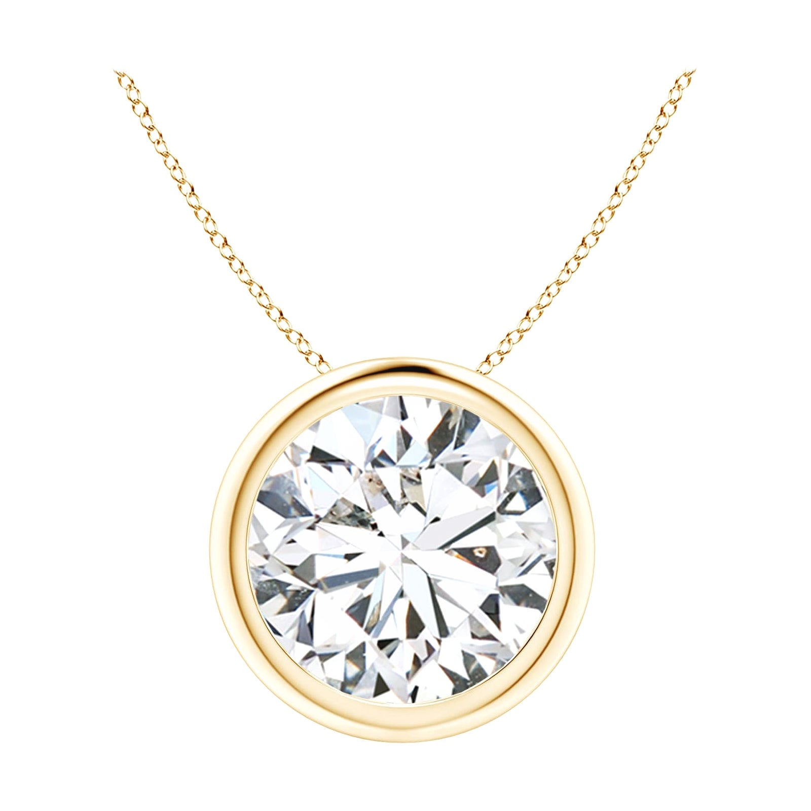 Anhänger aus 14 Karat Gelbgold mit 4 Karat Diamanten in Lünettenfassung (Color-H  Klarheit-SI2)