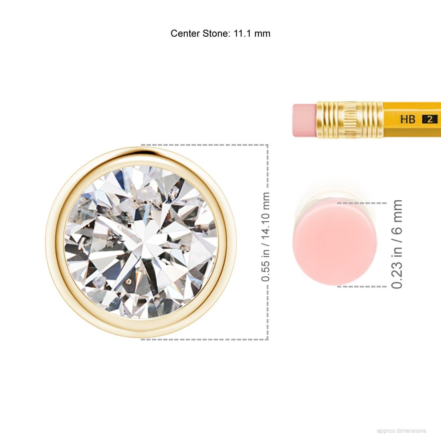 Moderne Pendentif en or jaune 14K serti d'un diamant de 4 carats (Color-I-J  Clarté-I1-I2) en vente
