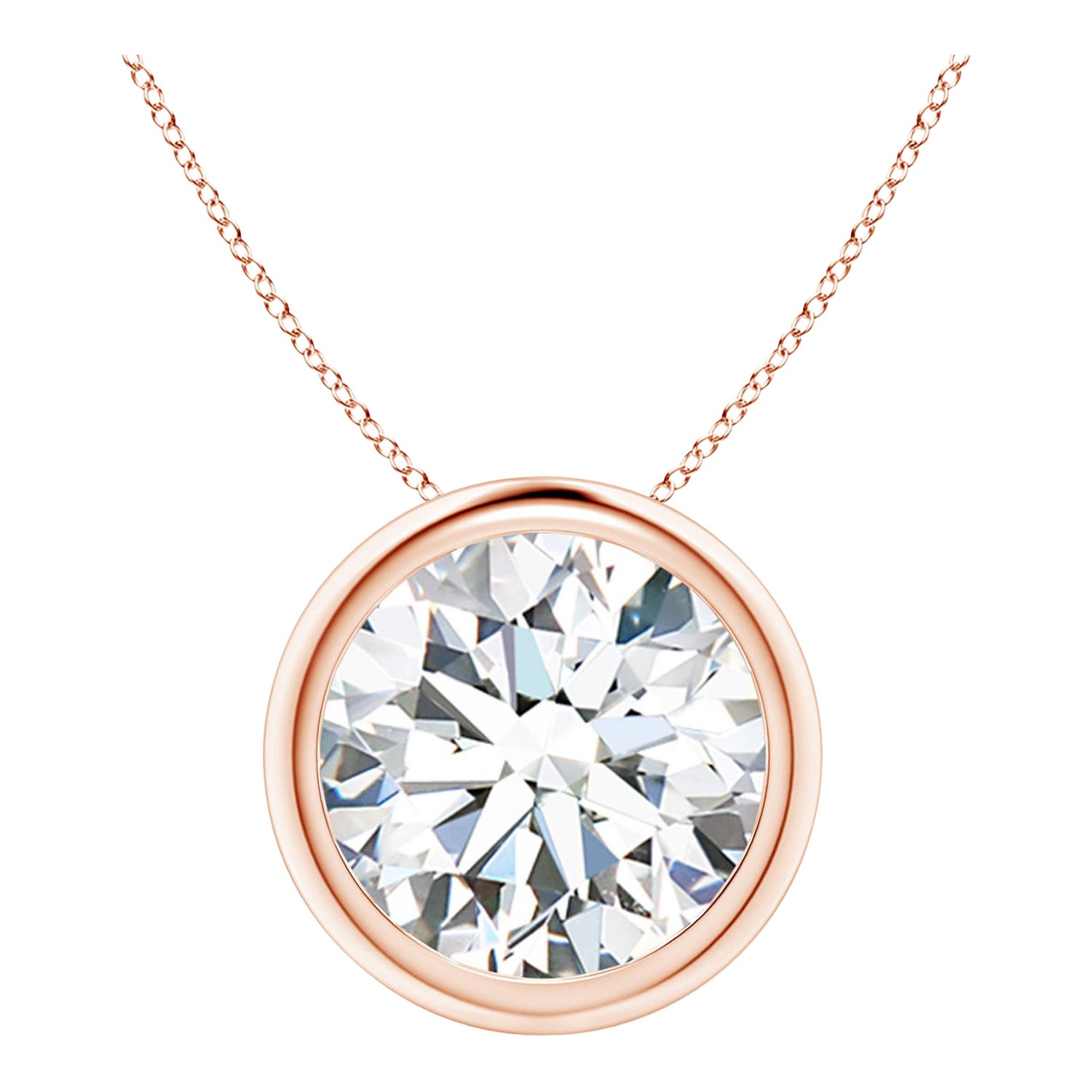 Colgante de diamantes de 4 ct con bisel en oro rosa de 18 quilates (Color-G  Claridad-VS2)