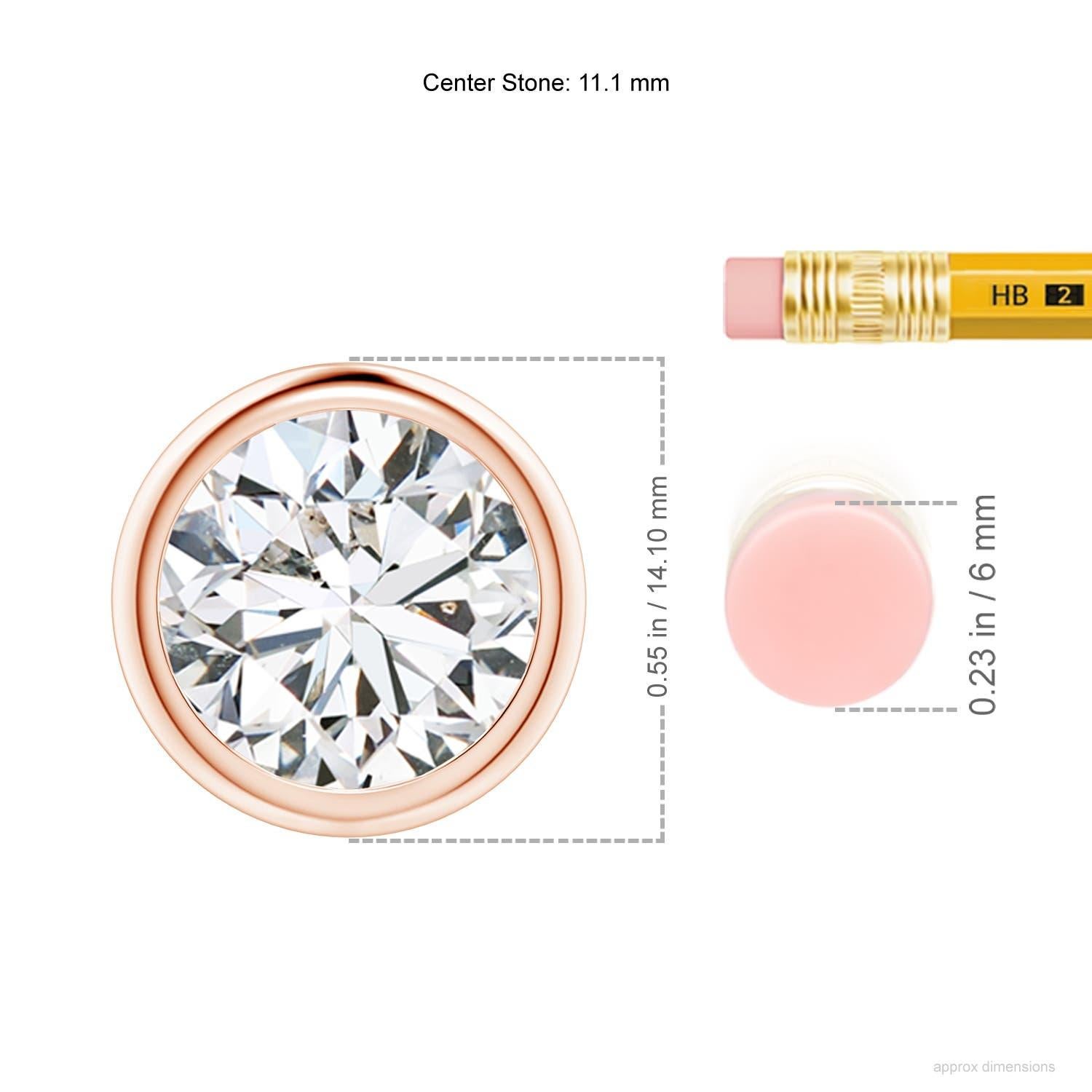 Colgante de diamantes de 4 ct con bisel en oro rosa de 18 quilates (Color-H  Claridad-SI2) Moderno en venta