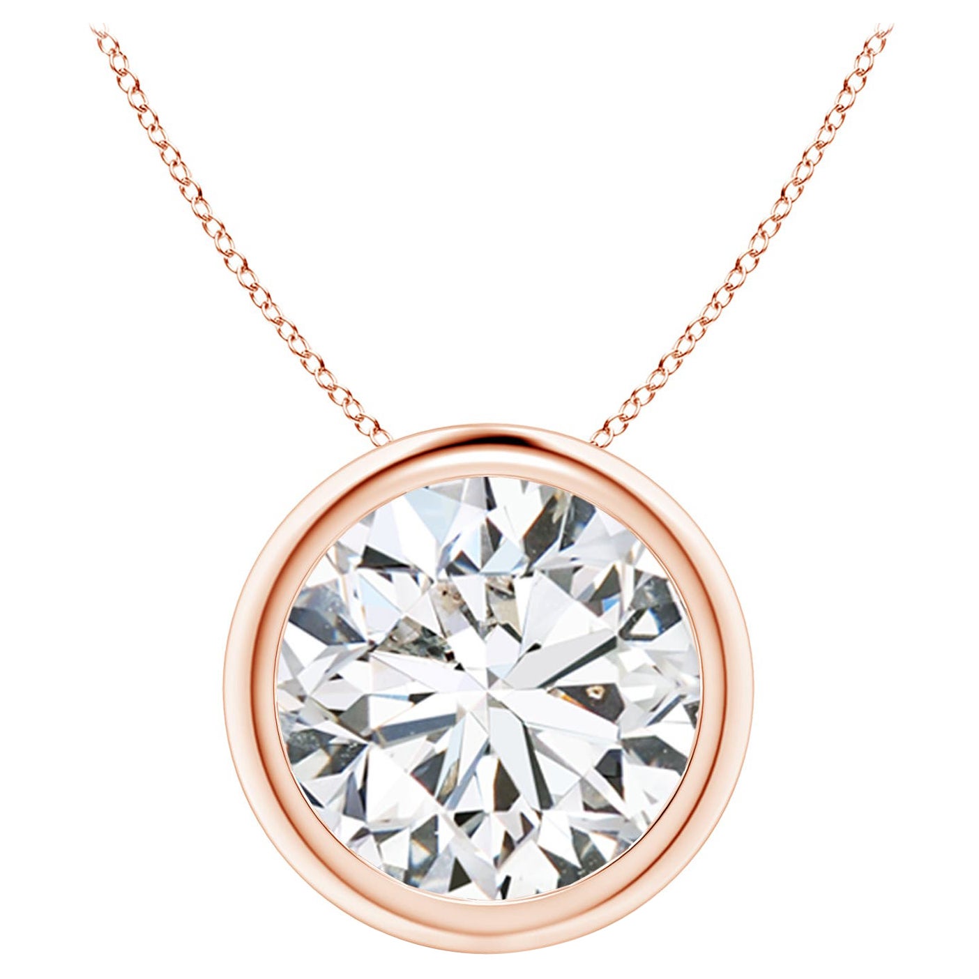 Colgante de diamantes de 4 ct con bisel en oro rosa de 18 quilates (Color-H  Claridad-SI2)