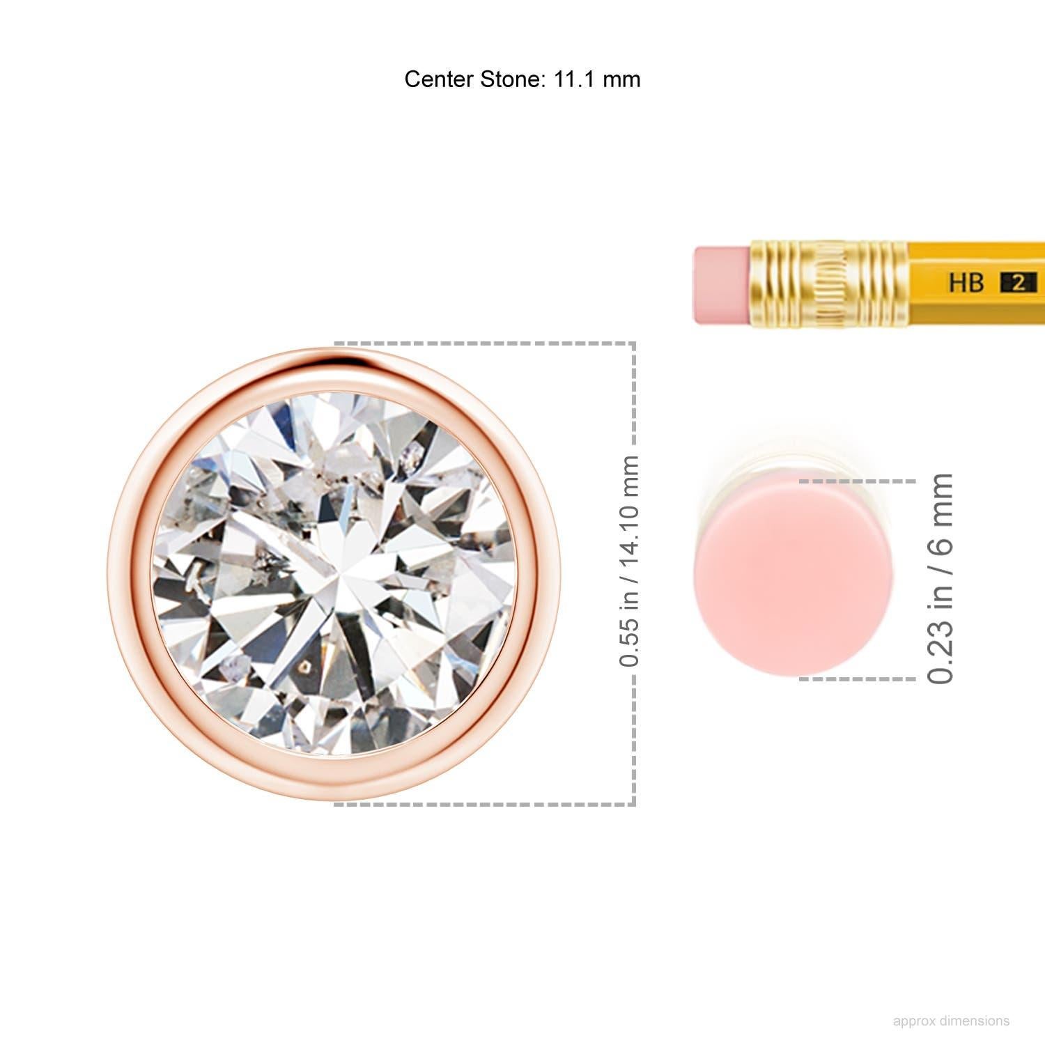 Moderne Pendentif en or rose 18 carats serti d'un diamant 4 carats (Color-I-J  Clarté-I1-I2) en vente