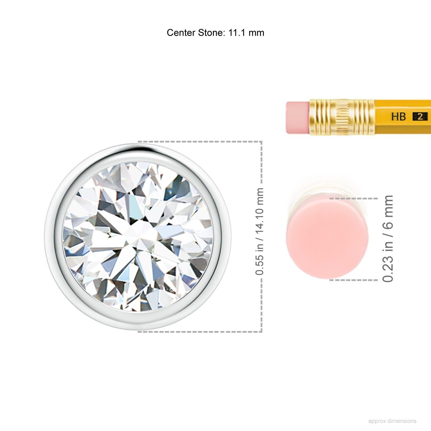 Moderno Ciondolo con diamante da 4 carati incastonato a castone in oro bianco 18 carati (Color-G  Chiarezza-VS2) in vendita