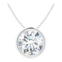 Bezel-Set 4 ct Diamond Pendant in 18K White Gold (Color-G  Clarity-VS2)