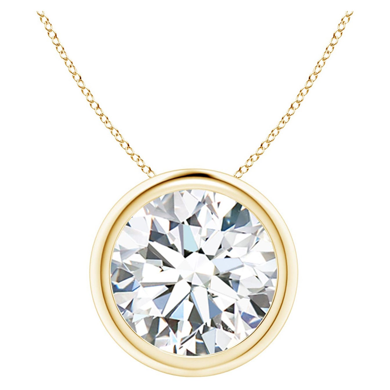 Colgante de diamantes de 4 ct con bisel en oro amarillo de 18 quilates (Color-G  Claridad-VS2)
