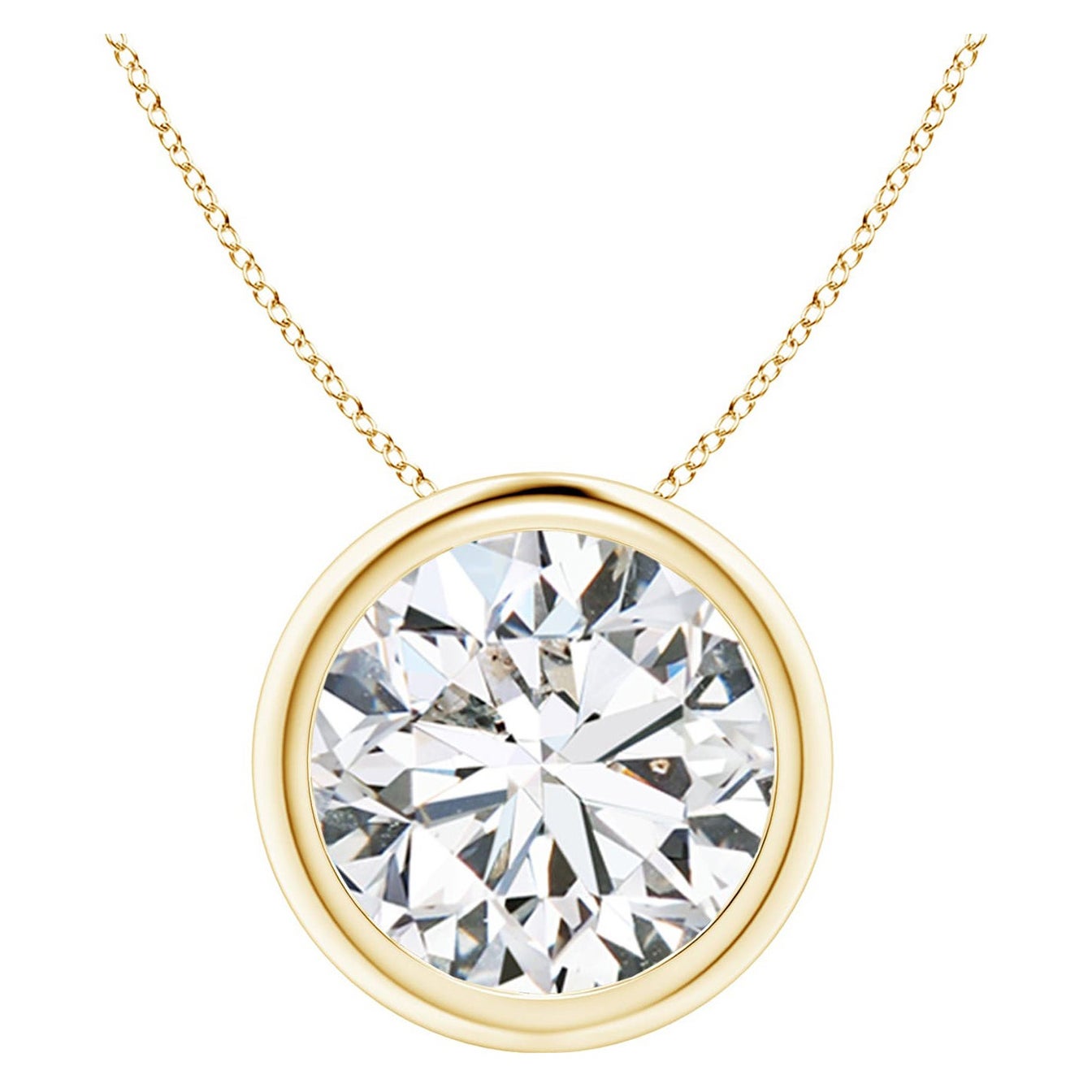 Bezel-Set 4 ct Diamond Pendant in 18K Yellow Gold (Color-H  Clarity-SI2)