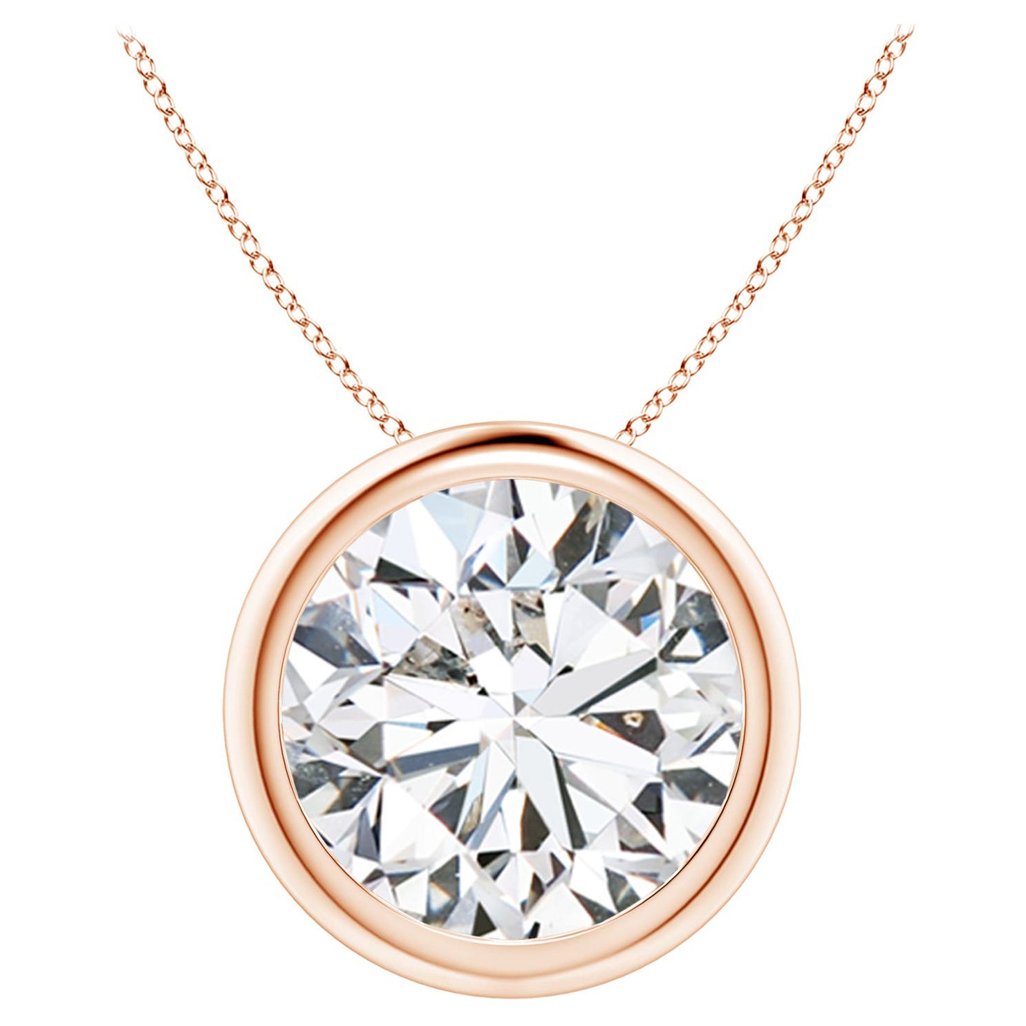 Colgante de diamantes de 5 ct con bisel en oro rosa de 14 quilates (Color-H  Claridad-SI2) en venta