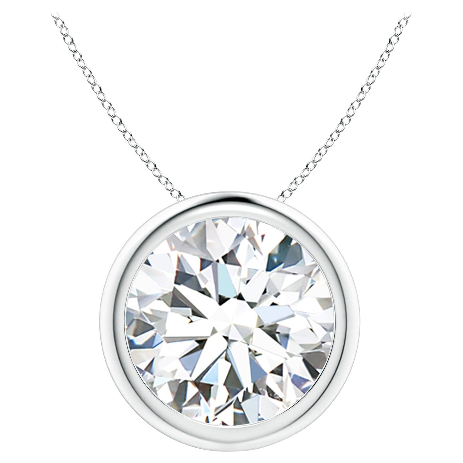 Bezel-Set 5 ct Diamond Pendant in 14K White Gold (Color-G  Clarity-VS2)
