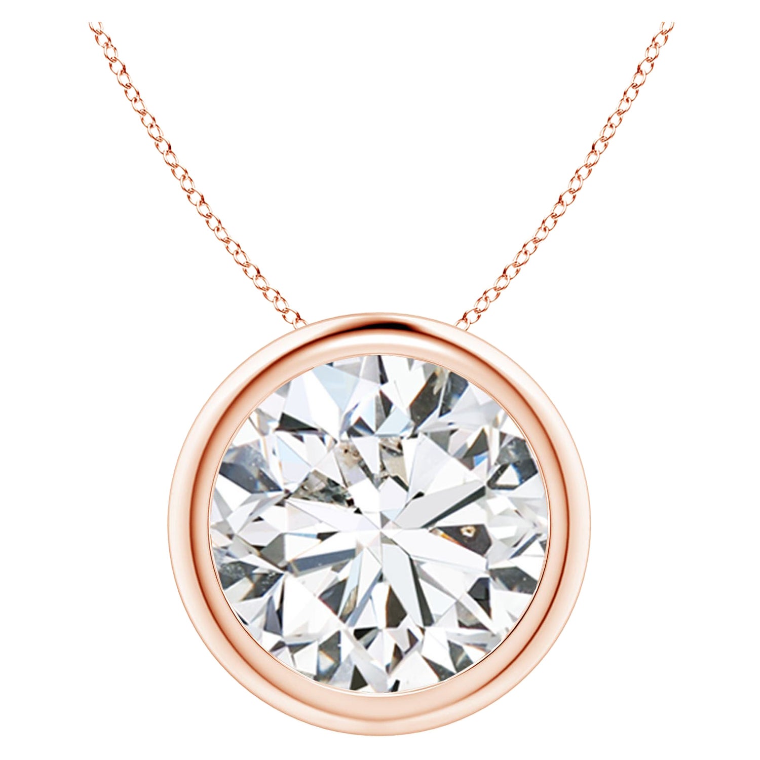 Colgante de diamantes de 5 ct con bisel en oro rosa de 18 quilates (Color-H  Claridad-SI2)