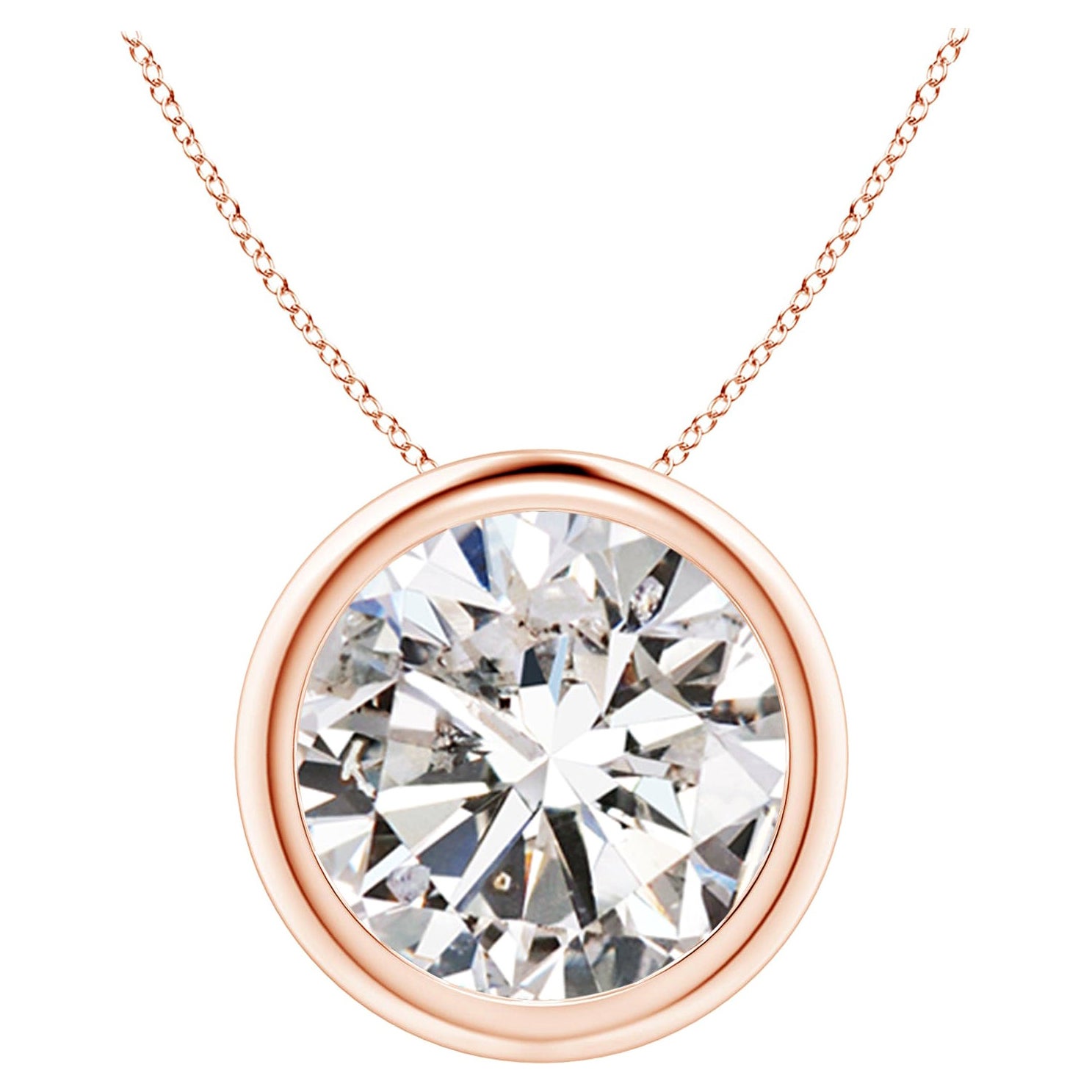 Colgante de diamantes de 5 ct con bisel en oro rosa de 18 quilates (color I-J)  Claridad-I1-I2)