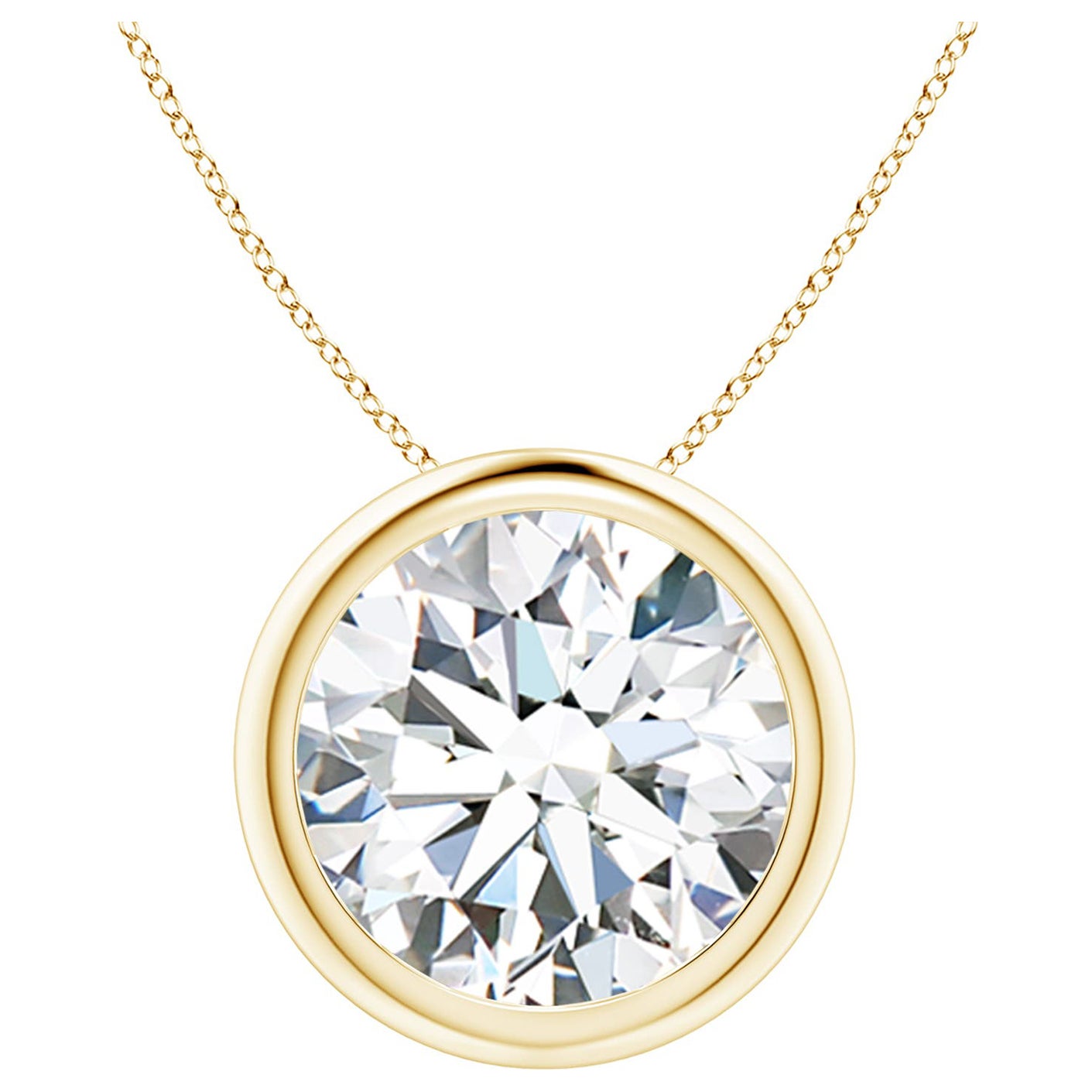 Colgante de diamantes de 5 ct con bisel en oro amarillo de 18 quilates (Color-G  Claridad-VS2)