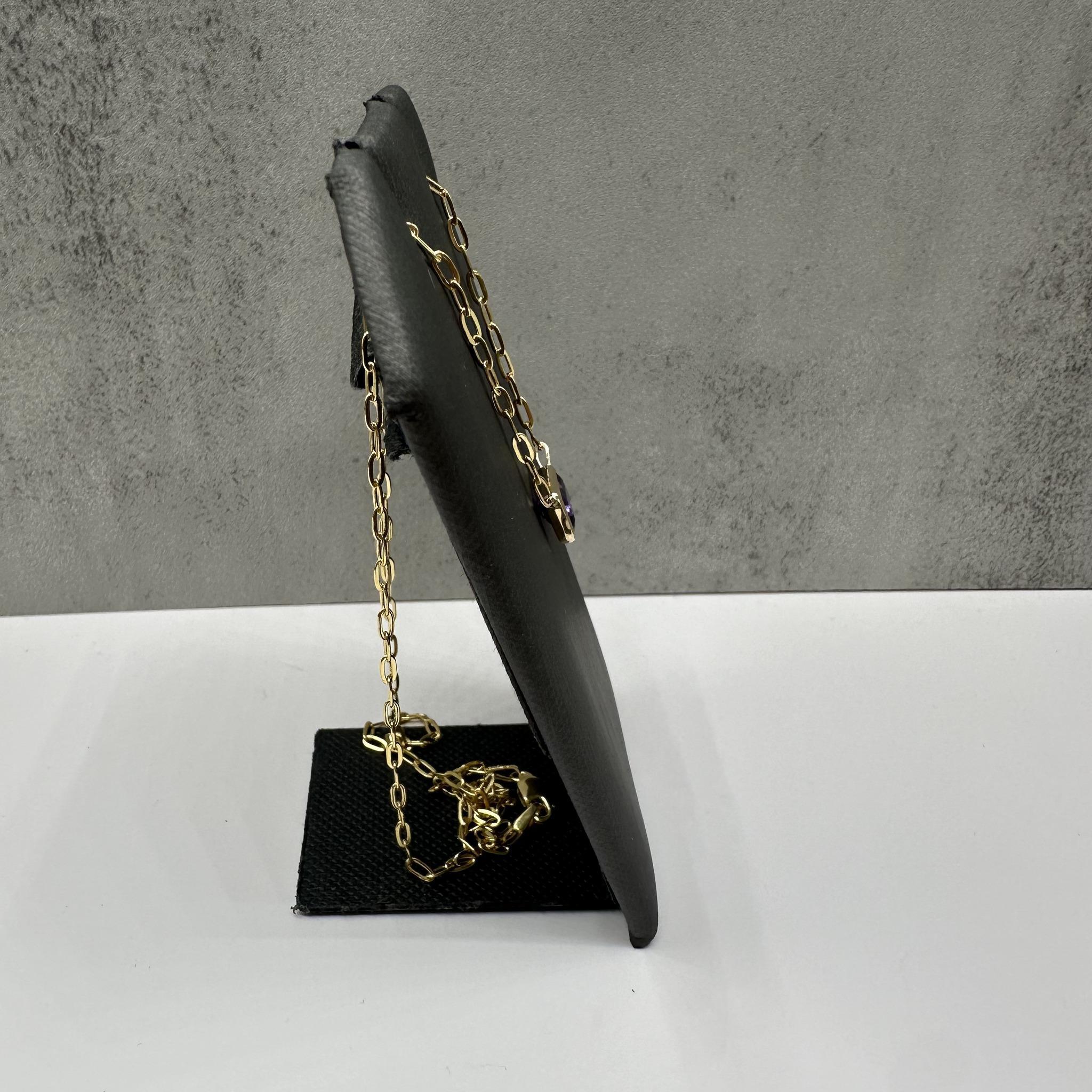 Moderne Collier en or jaune 14kt serti d'améthystes - 7x5mm, 17in, New en vente