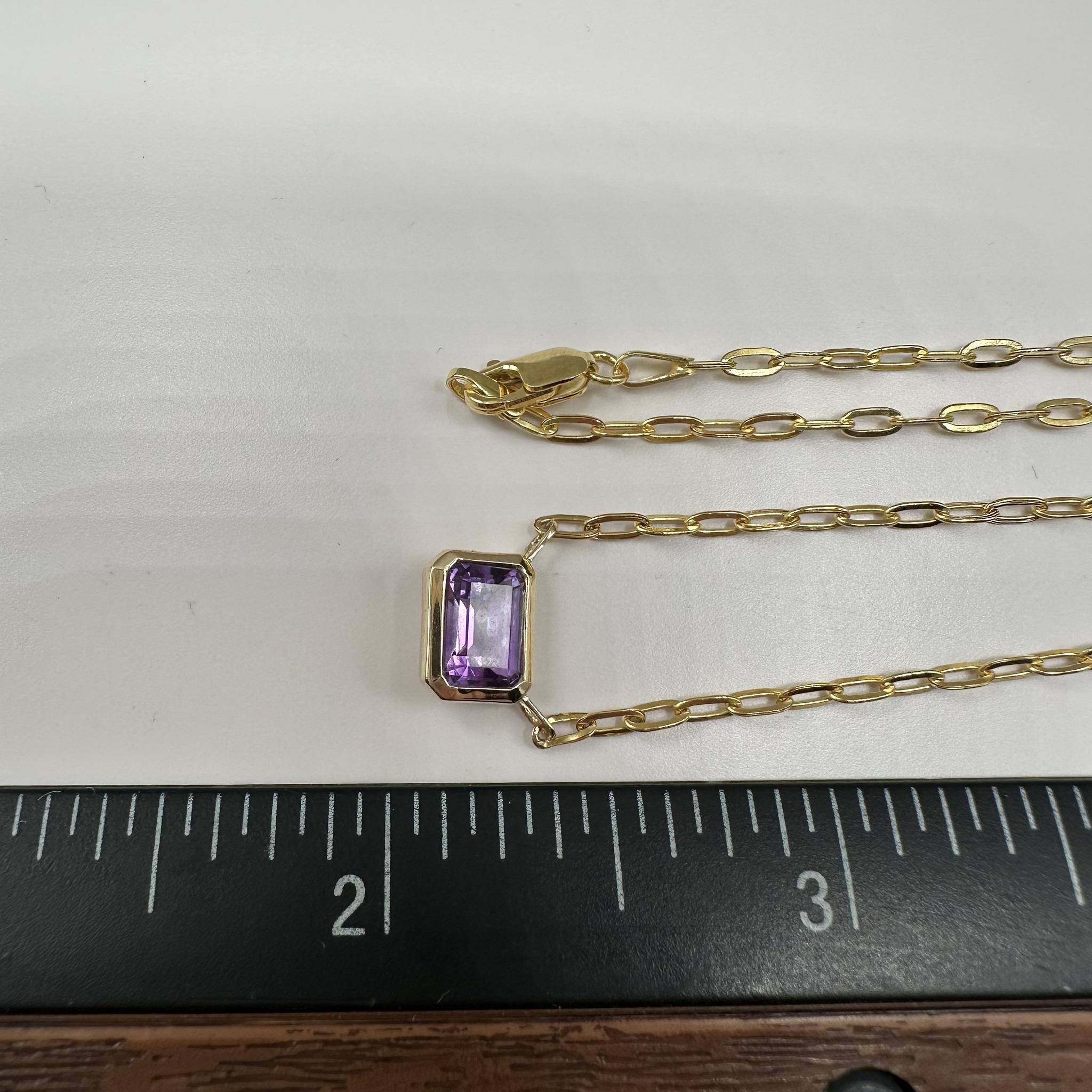 Collier en or jaune 14kt serti d'améthystes - 7x5mm, 17in, New Neuf - En vente à West Hempstead, NY
