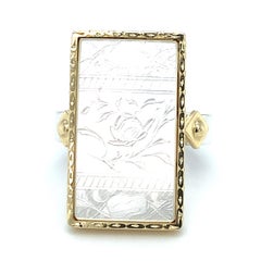 Bague de comptoir nacre antique en argent, or jaune avec anneaux