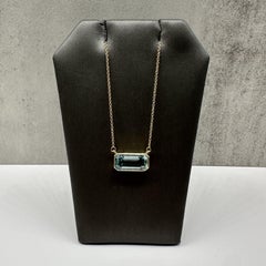 Bezel Set Aquamarine Necklace 14K Yellow Gold 2.93ctw Adjustable 16 18in