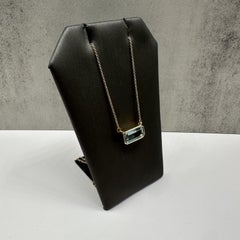 Bezel Set Aquamarine Necklace in 14kt Yellow Gold - 2.93ctw, Adjustable 16-18"