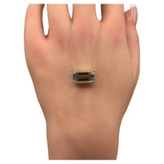 Bezel Set Aquamarine Necklace in 14kt Yellow Gold - 2.93ctw, Adjustable 16-18"