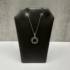 Bezel Set Blue Sapphire Necklace 10K White Gold 18in New