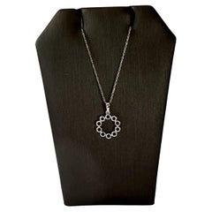 Bezel Set Blue Sapphire Necklace in 10kt White Gold, 18", New