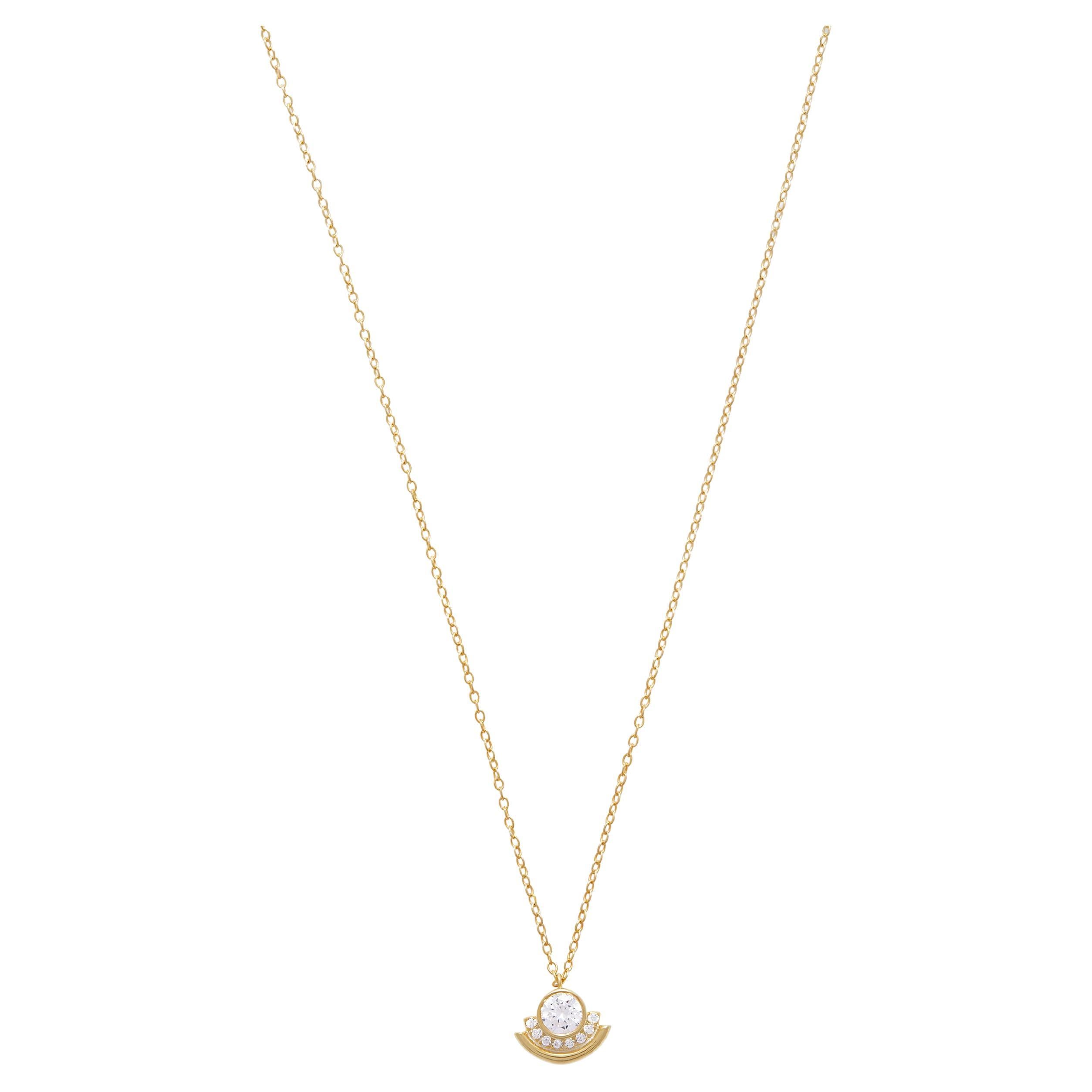 Casey Perez 18K Gold Arc Necklace with .8 carats of Brilliant Cut Diamonds For Sale