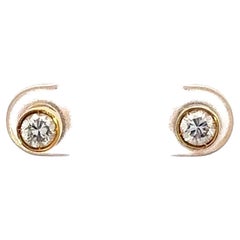 0.60 Carat Brilliant Cut Diamond Stud Earrings 14k Yellow Gold