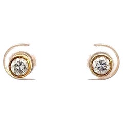 Vintage 0.60 Carat Brilliant Cut Diamond Stud Earrings 14k Yellow Gold