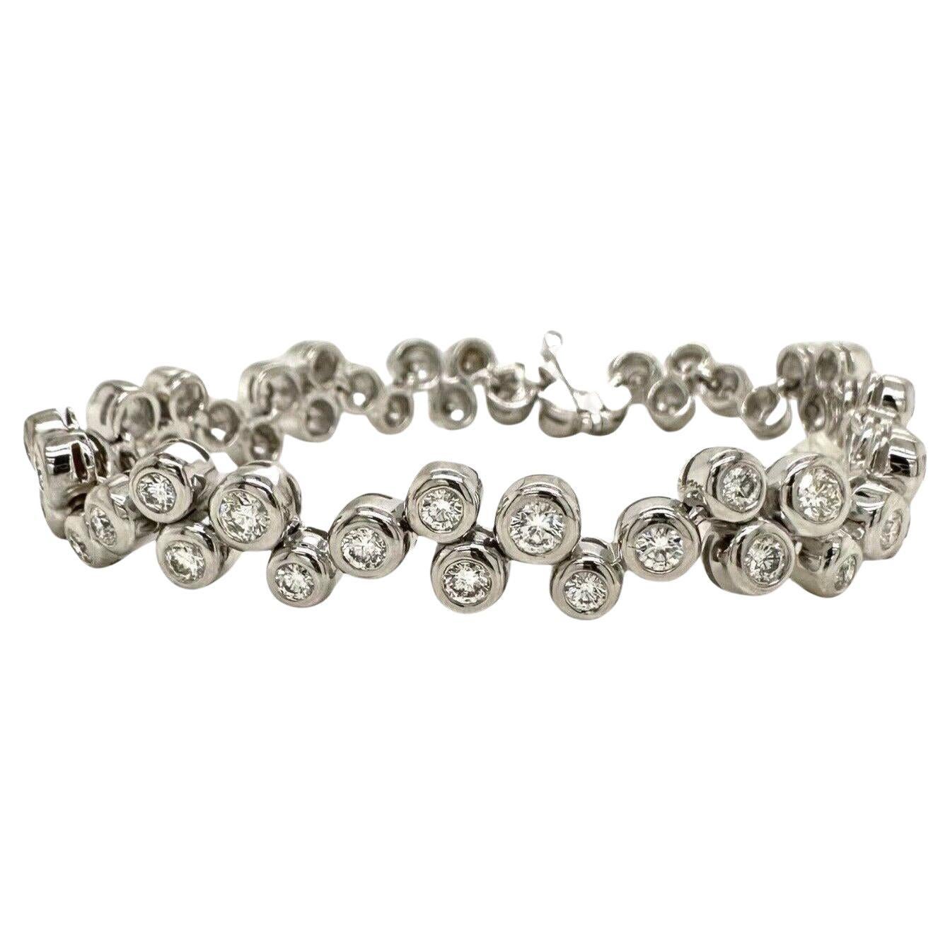 Bezel Set Bubble Diamond Bracelet In 14k White Gold