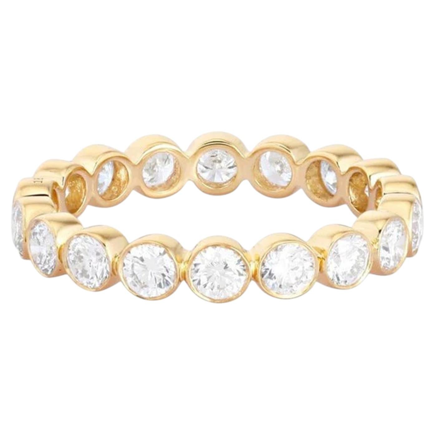 1.76ct Round Cut Diamond Bezel Set Eternity Band Ring in 18K Yellow Gold