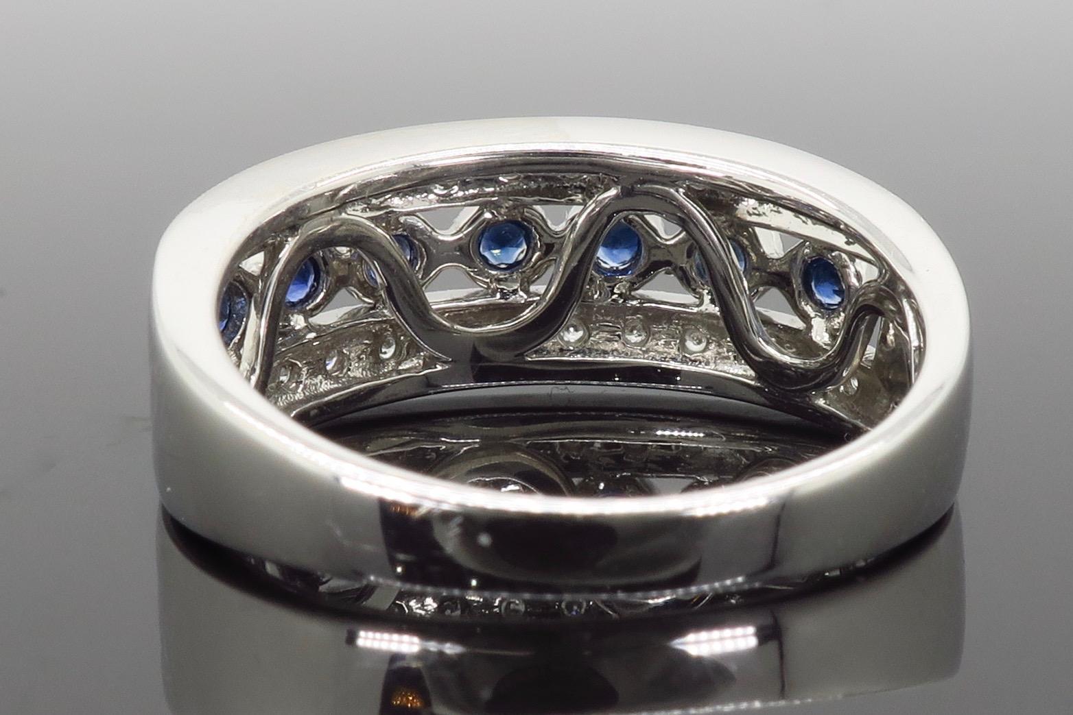Bezel Set Diamond and Sapphire Anniversary Ring 1