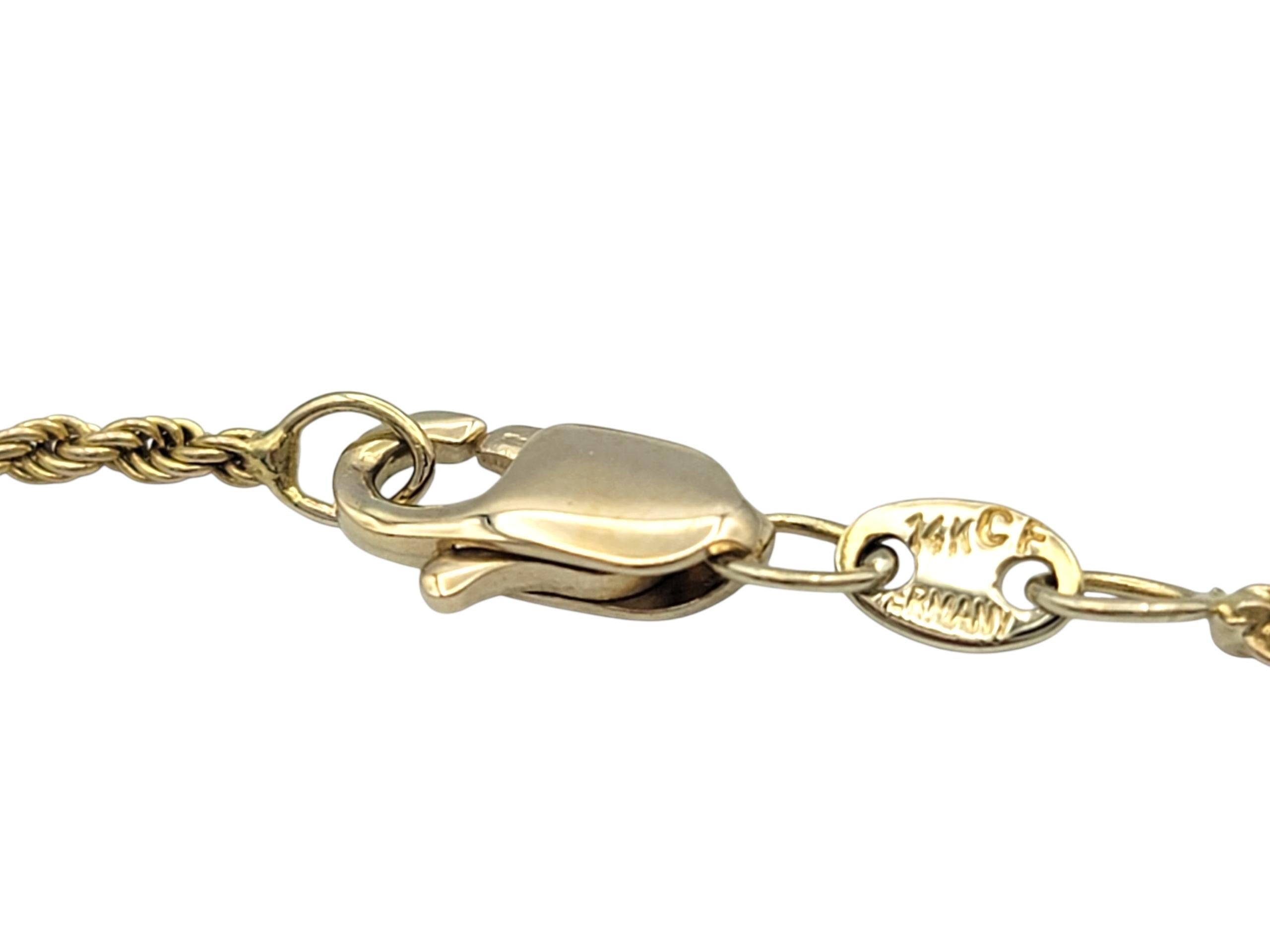 Collier à maillons en or jaune 14 carats sertis de diamants avec chaîne en corde Pour femmes en vente