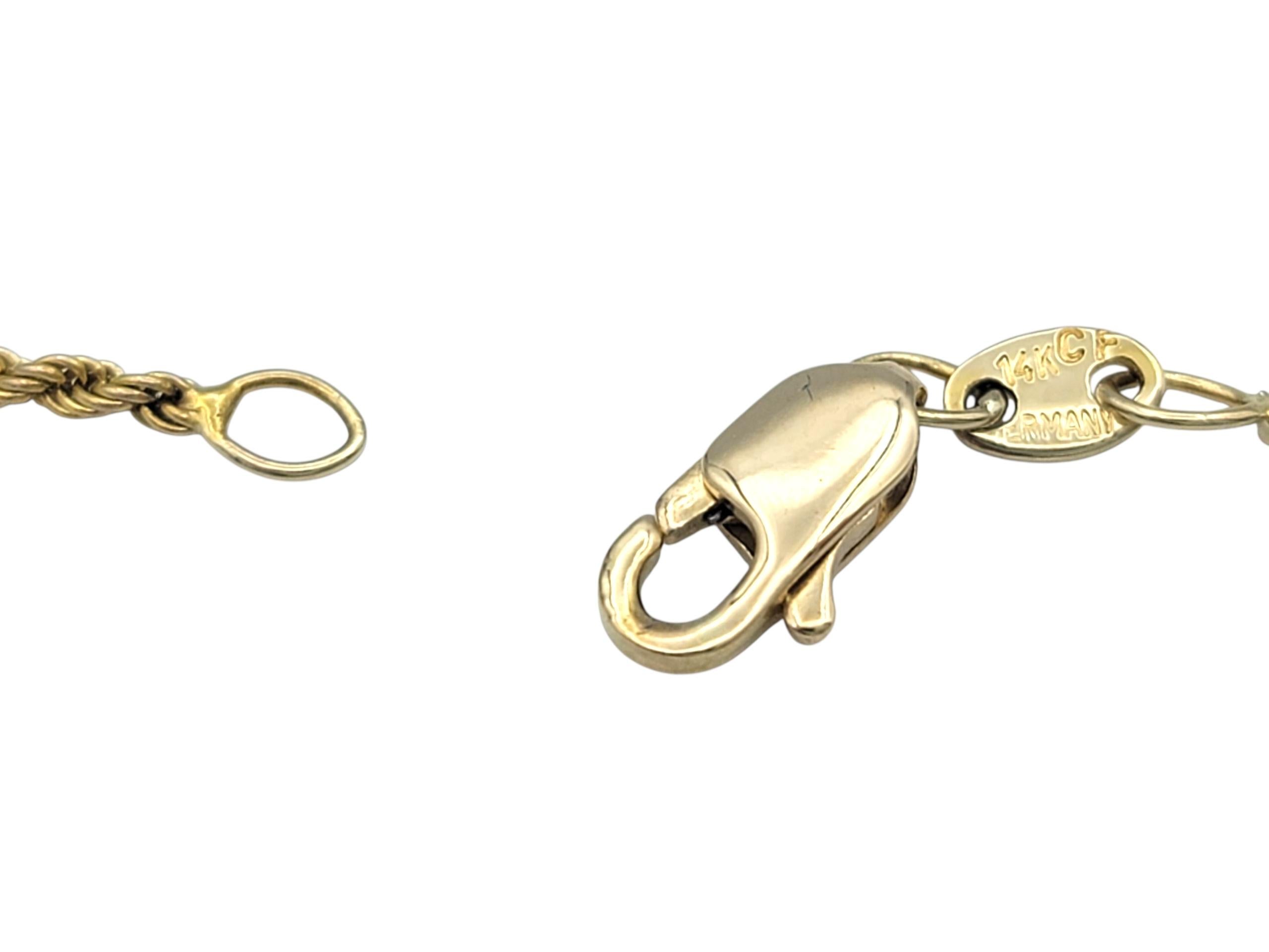 Collier à maillons en or jaune 14 carats sertis de diamants avec chaîne en corde en vente 1