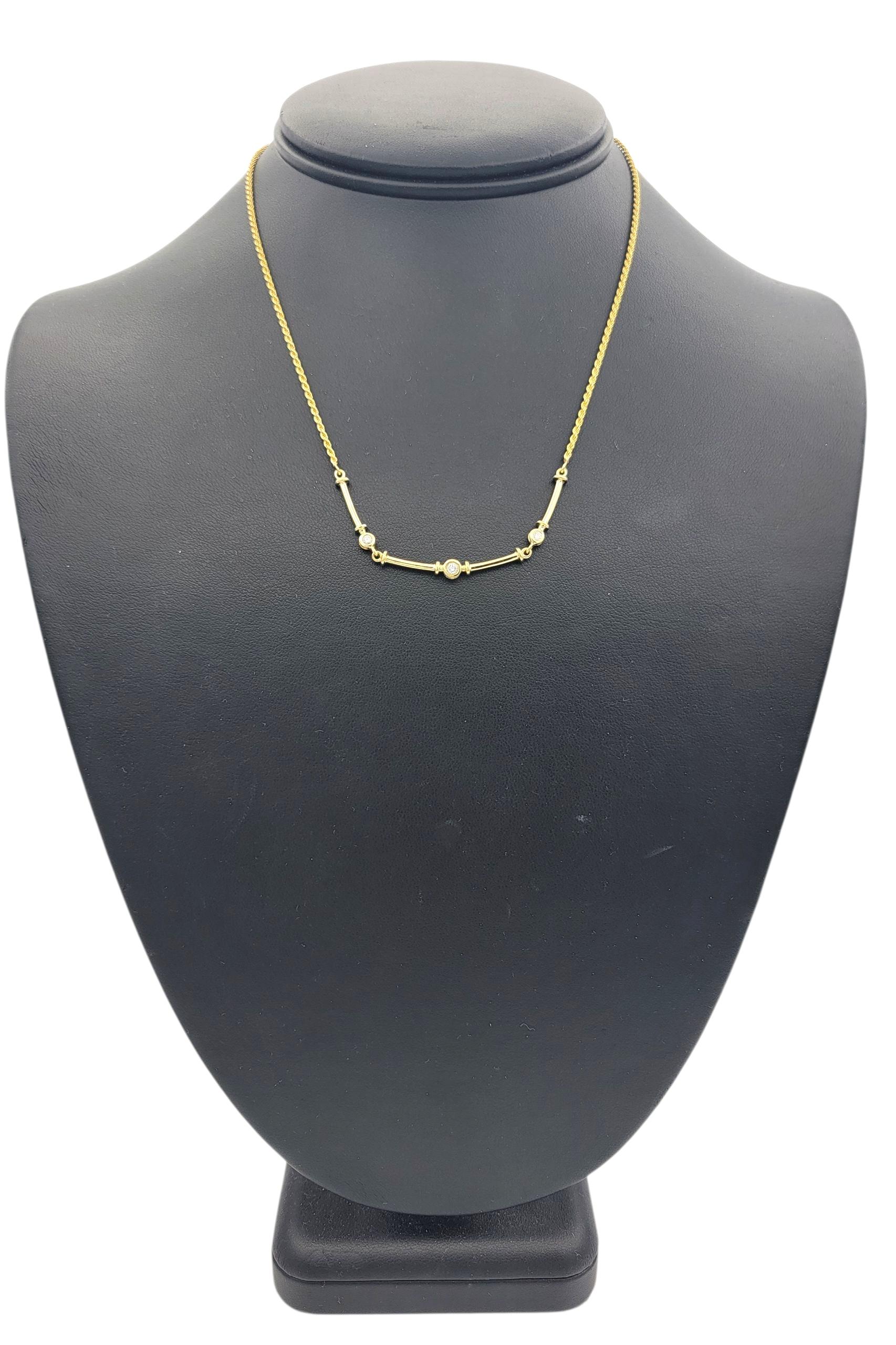 Collier à maillons en or jaune 14 carats sertis de diamants avec chaîne en corde en vente 3