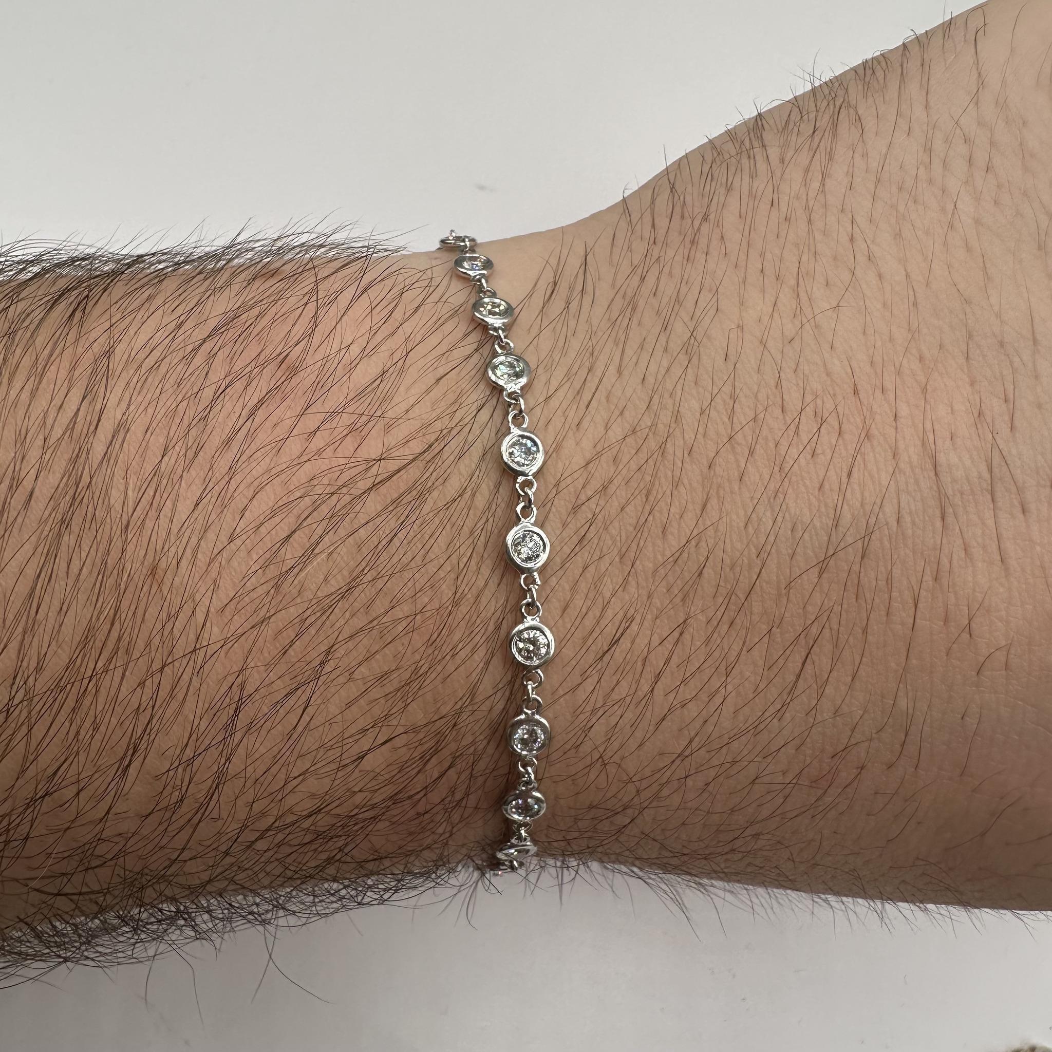 Bracelet de diamants 1,72 ctw GH SI ronds en or blanc 14 carats 7,5