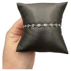 Bezel Set Diamond Bracelet 1.72ctw GH SI Round Diamonds 14kt White Gold 7.5" New
