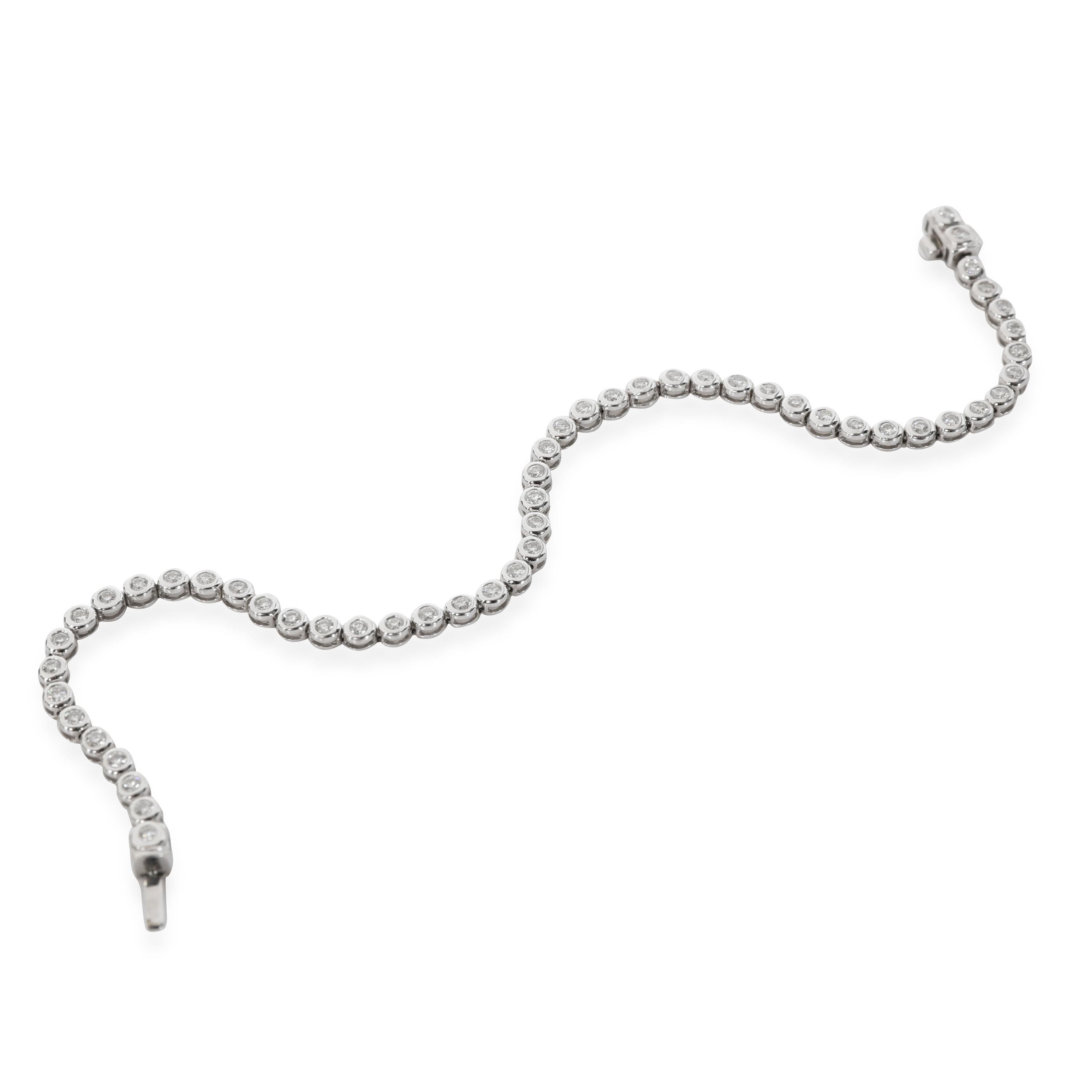 Women's Bezel Set Diamond Bracelet in 14K White Gold 1.01 CTW For Sale
