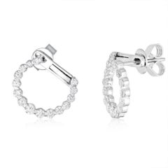 Bezel Set Diamond Circle 14K (or 18k upon request) White Gold Stud Earrings