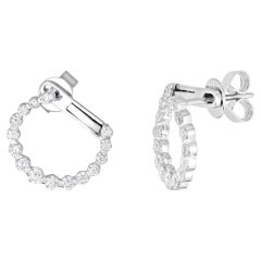 Bezel Set Diamond Circle 14K (or 18k upon request) White Gold Stud Earrings
