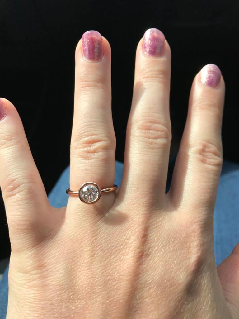 rose gold bezel engagement ring