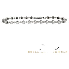 Bracelet de tennis en or blanc 18k à maillons sertis de diamants, 7 pouces