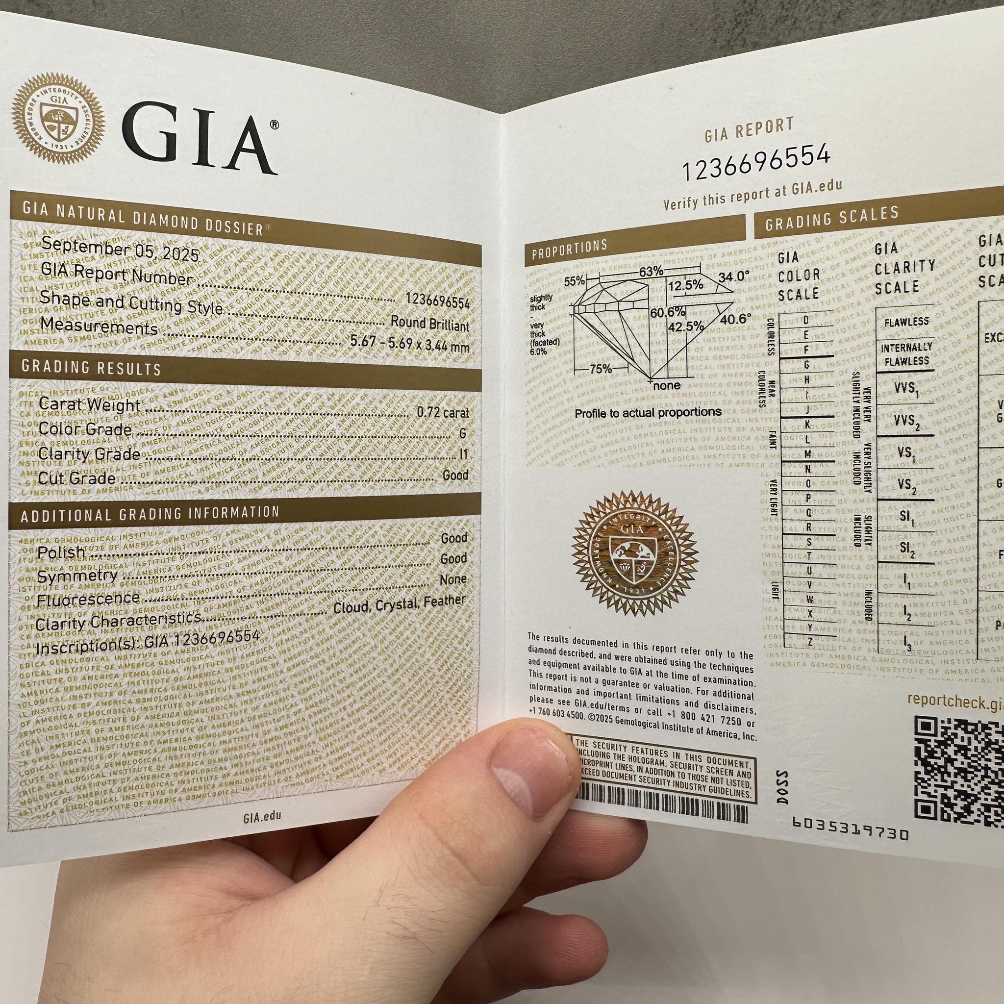 Collier en or jaune 14kt serti de diamants - 0,72ct certifié GIA, Adj, New Neuf - En vente à West Hempstead, NY