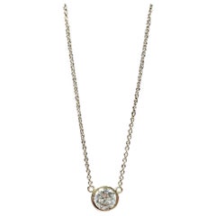 Bezel Set Diamond Necklace in 14kt Yellow Gold – 0.72ct GIA Certified, Adj, New