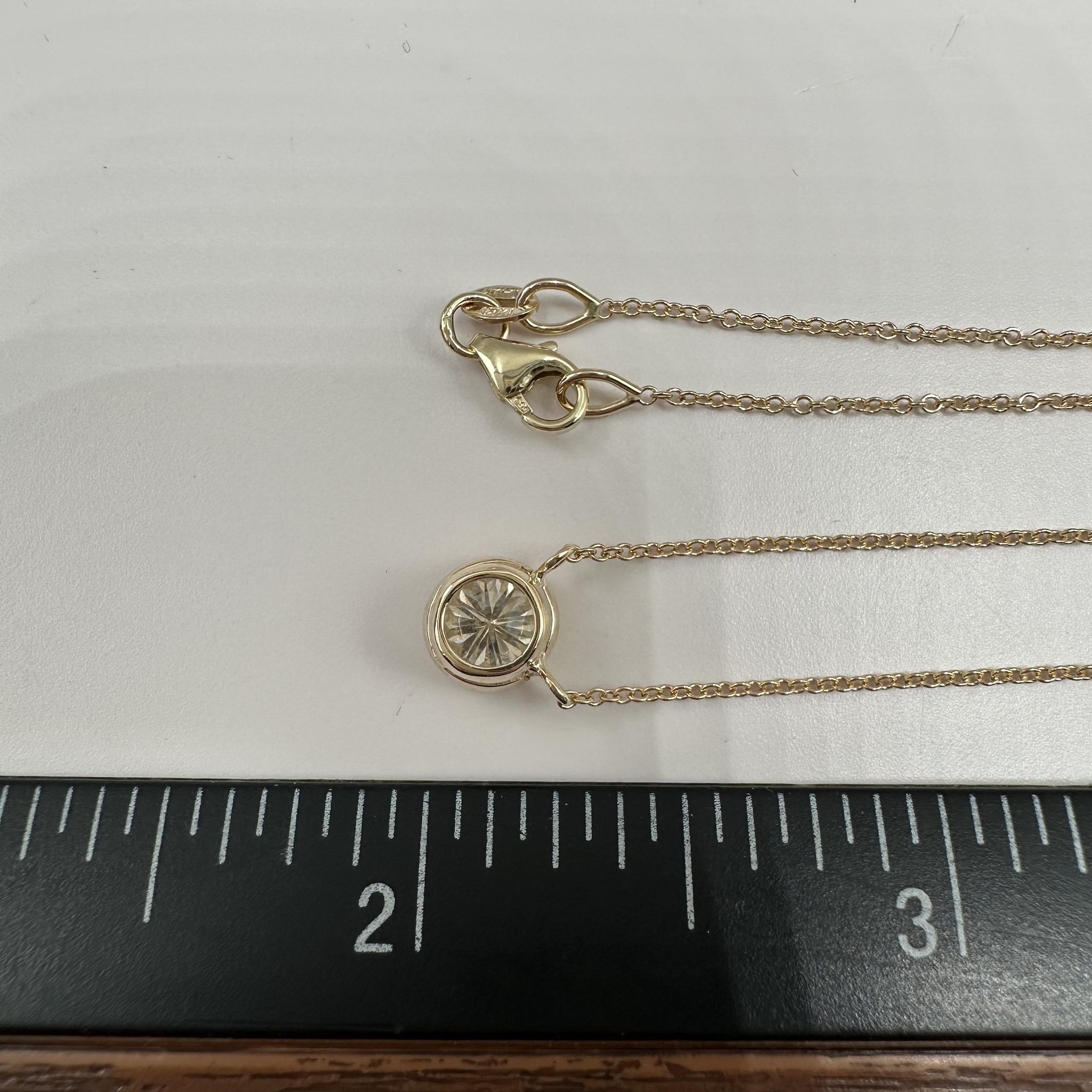 Bezel Set Diamond Necklace in 14kt Yellow Gold - 0.74ct N SI1, GIA Certified For Sale 1