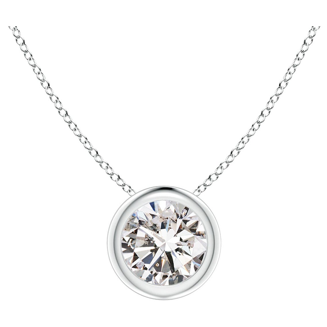 Colgante de diamantes engastados en bisel en oro blanco de 14 quilates (Color-I-J  Claridad-I1-I2)